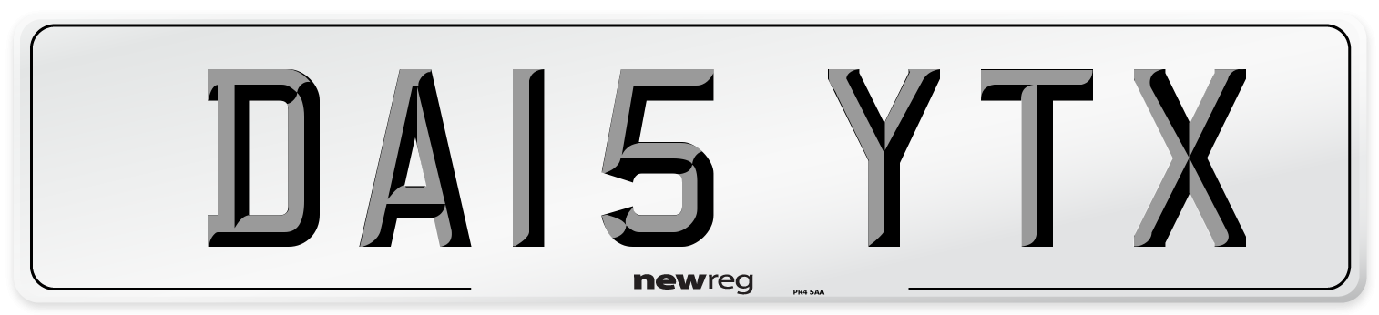 DA15 YTX Number Plate from New Reg